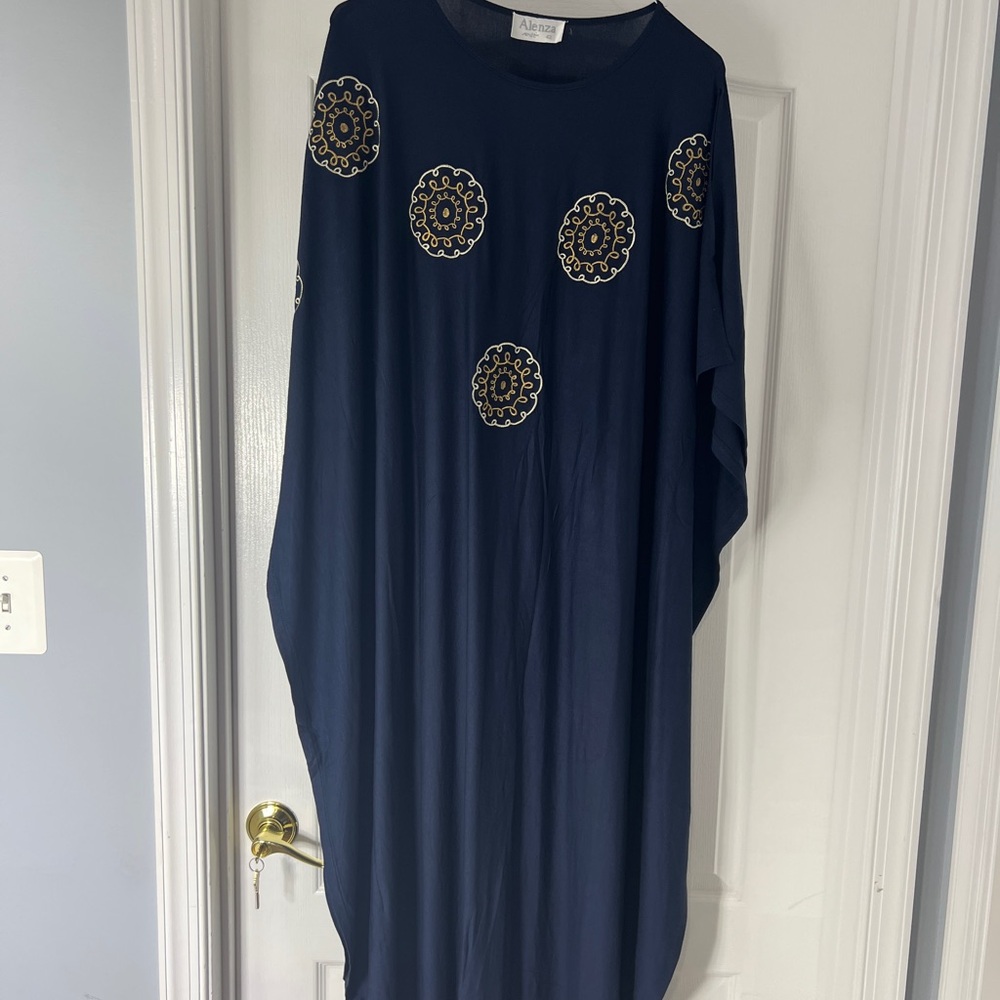 Alfani Blue Embellished Resort Dress with Dolman Sleeves